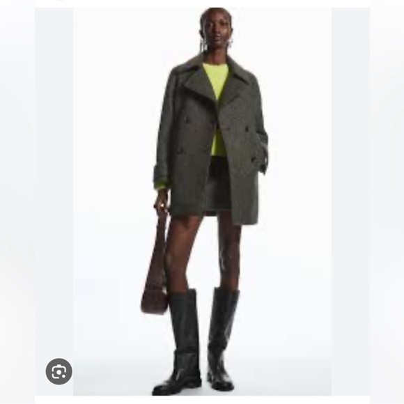 COS HERRINGBONE PEA COAT 6 NWT